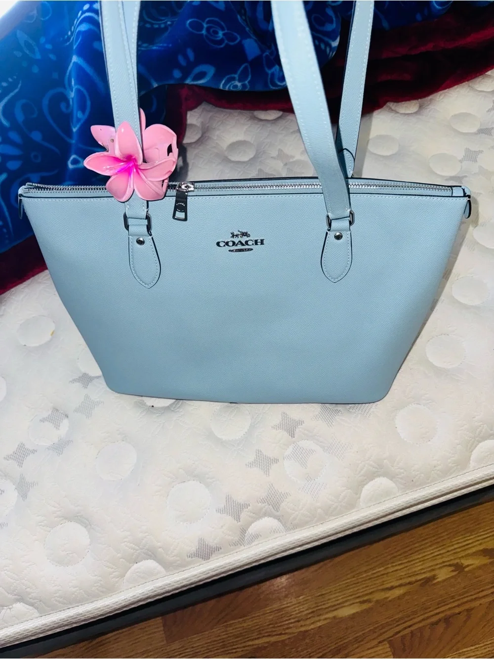 Coach Powder Blue Leather Tote